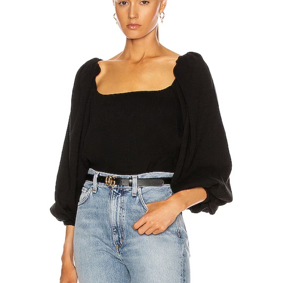 Johanna Ortiz Black Desert Balloon-Sleeve Crepe Top Sz 0 / XXS NWT❤️ - Picture 2 of 11